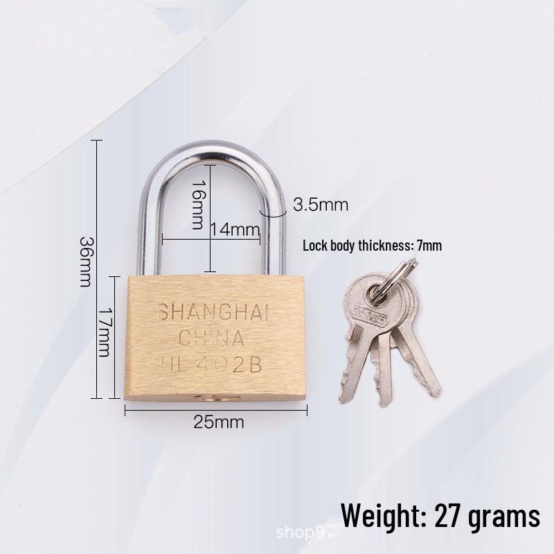 Medium-Thick Brass Padlock for Cabinets and Dormitories - Long/Short Shackle Options