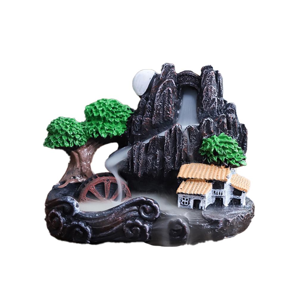Creative Home Decorations Windproof Backflow Incense Fountain&Candlestick Ornaments Desktop Ind G6D8