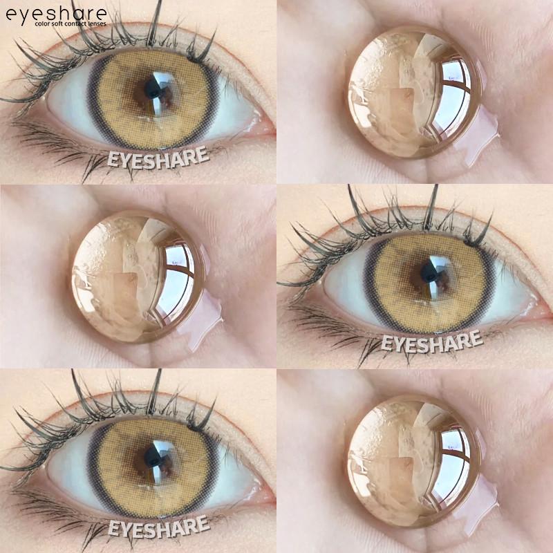 EYESHARE 1pair Lemon Gray Contact Lenses 14.0mm Korean Natural Brown Softlens Eye Contacts Cosmetics Pupils