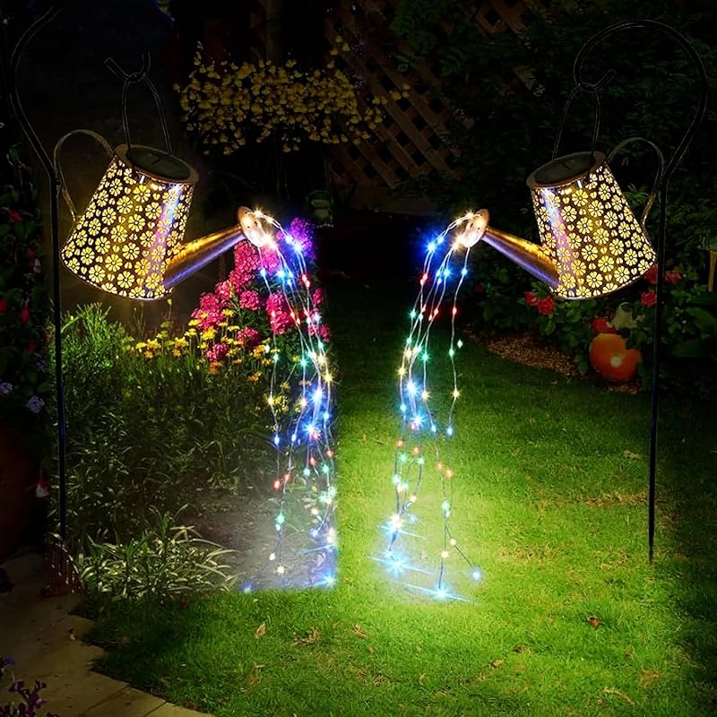 2 Pack Solar Watering Can with Lights,Solar Outdoor Garden Decor Waterproof Hanging Lantern Landscape Lights Outside Decorations for Yard Lawn Patio