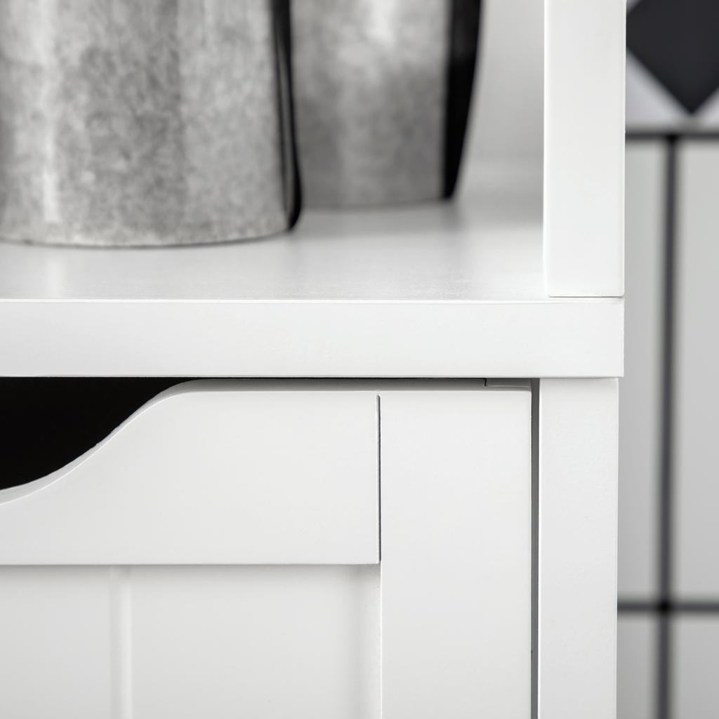 Narrow Floor Cabinet, Bathroom Cabinet with 3 Drawers and 2 Open Shelves, 30W x 30D x 141.6Hcm, White