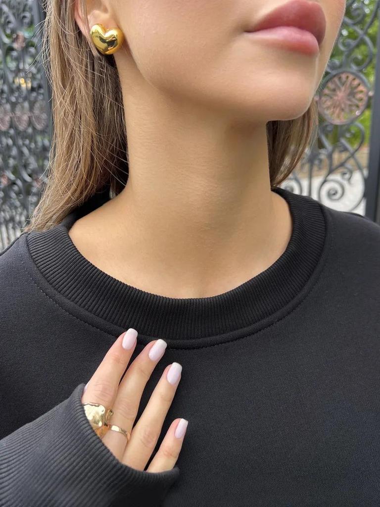 European & American Chic Retro Oversized Sweatshirt – Plain Color, Thickened, Round Neck, Comfortable for Autumn & Winter