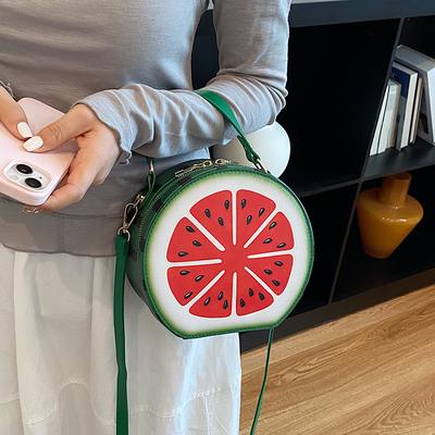 Borsa a tracolla da donna carina a forma di anguria 2026 Novità estiva Portamonete rotondo in pelle PU Borsa a spalla da donna con divertente stampa di frutta