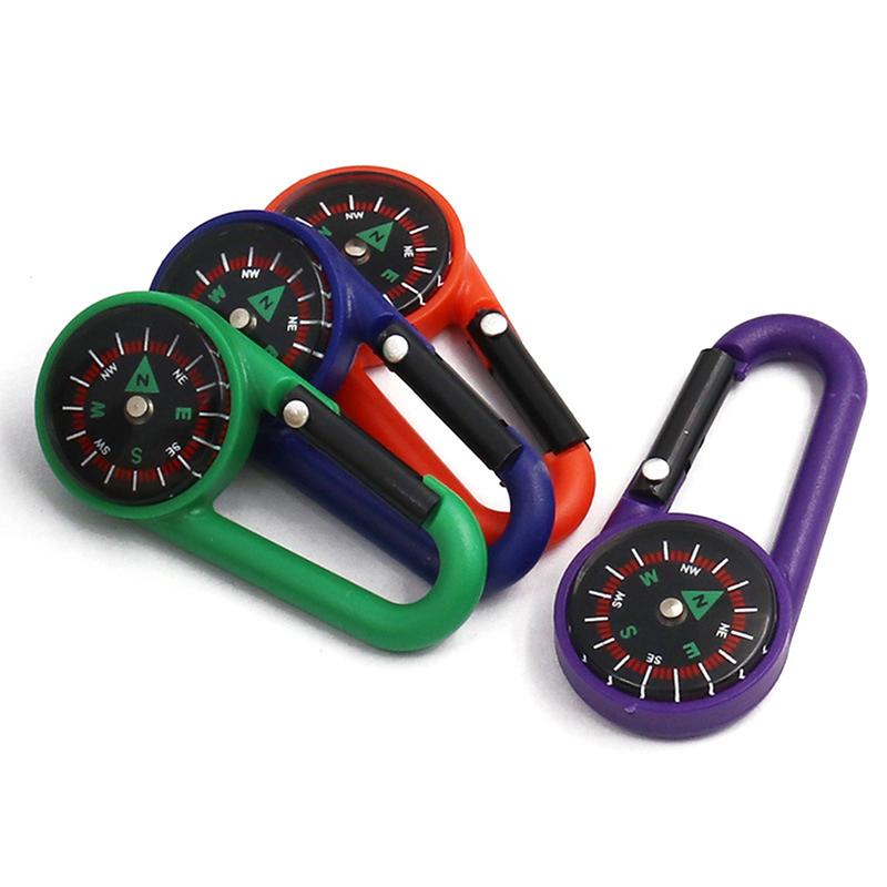 Multi-Functional Outdoor Keychain Mini Compass Mountaineering Key Ring Snap Hook Camping Hiking Tool Hiking Goods