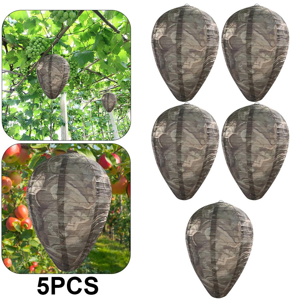 1-5PCS Wasp Nest Decoy Hornets Deterrents Non-Toxic Fake Nest Bee Decoy Beehive Lanterns Hanging Patio Garden Repellent Trap