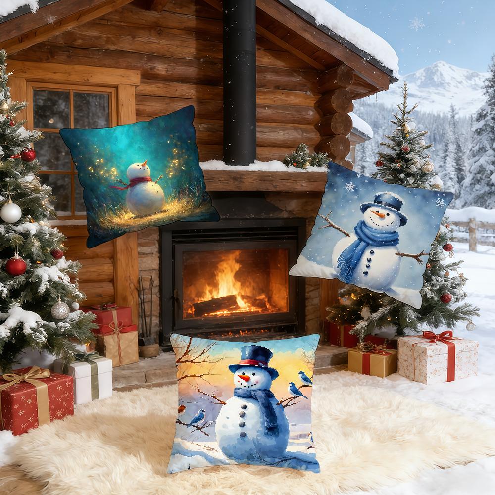 Funny Cute Snowman Cushion Cover Home Office Birthday Anniversary Gifts Soft Skin Friendly Cushion Cover