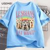 Retro LGBT Eat What Cat Lesbian Pride Tshirt Funny Equal Rights Graphic Cat Tees Unisex Short Sleeve Cotton Tshirt Clothing