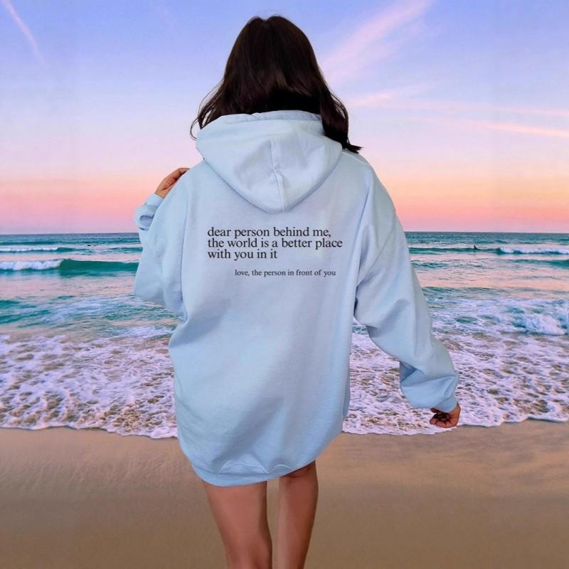 Unisex Oversized Hooded Pullover Fleece Sweatshirt With Letter Print Kangaroo Pocket