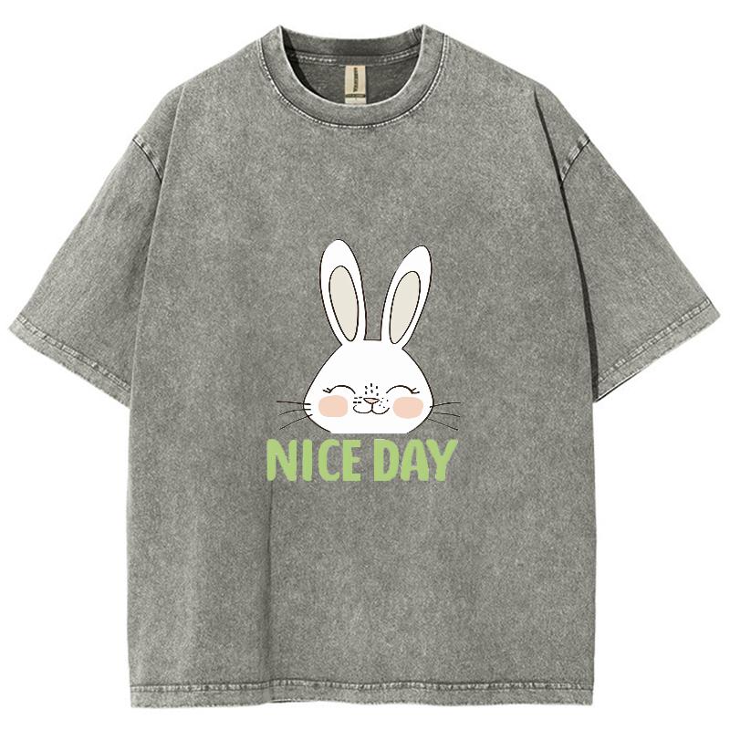 

Футболка женская с рисунком милого белого кролика из чистого хлопка, удобная, потертая ткань, состаренный, короткий рукав, американский ретро-топ 3XL