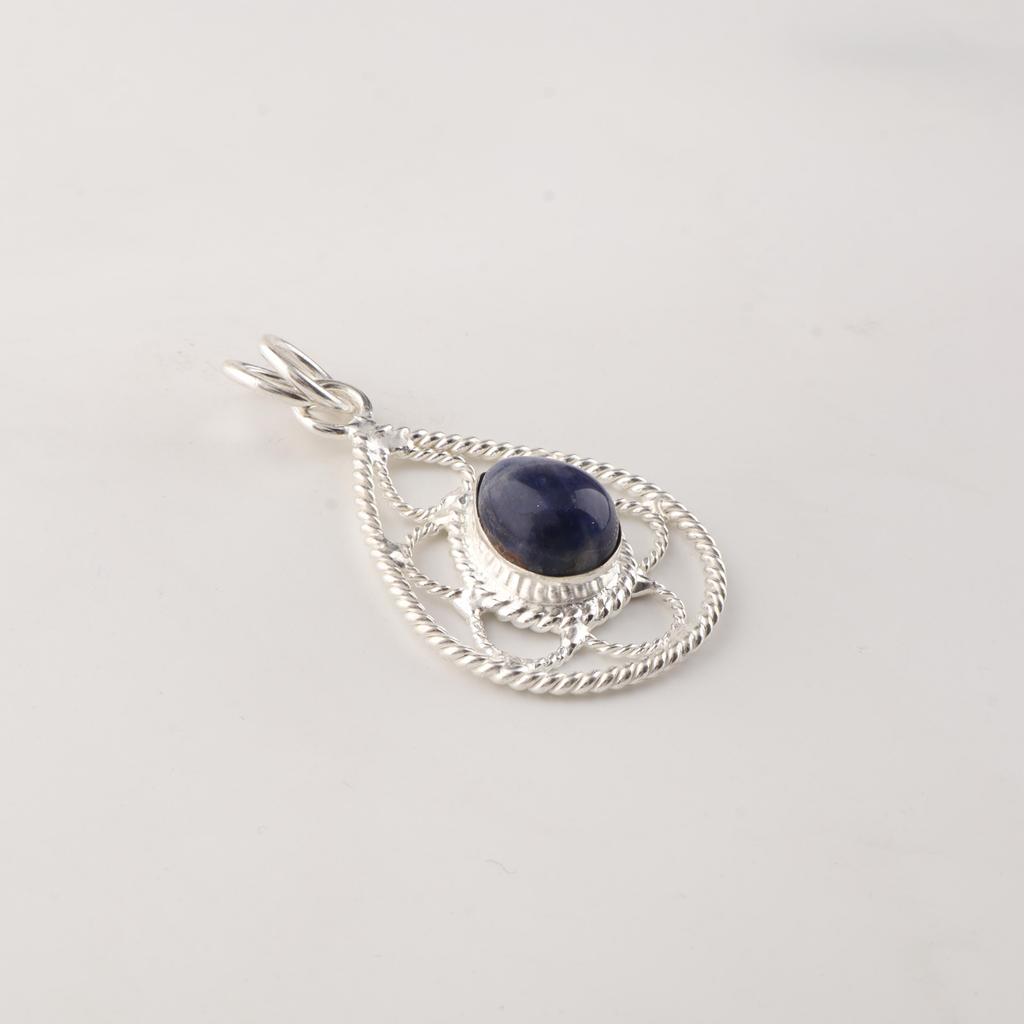Sodalite Gemstone 925 Sterling Silver Statement Pretty Pendant 1.40" For wedding Gift PP-19-19