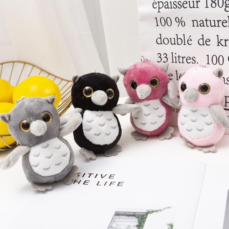 13Cm Cartoon Cute 4 Big Eyed Owl Simulation Plush Toy Keychain Soft Filled Animal Charm Backpack Decoration Toy