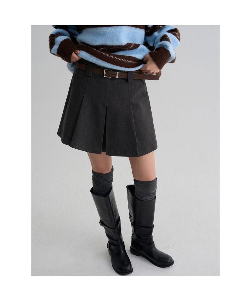 8SECONDS Suede Belted Skirt Ash
