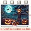 Party Backdrop Halloween Flat Scary Pumpkin Scarecrow Multi Layered Celebrations Event Photo Background Front Door Decor