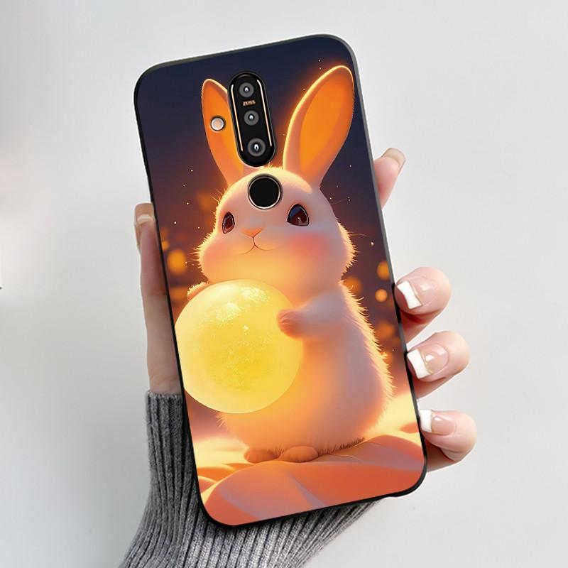 Case For Nokia 8.1 Plus/Nokia X71 Phone Casing Vast Grasslands With Beautiful WildFlowers Pattern Soft Black Anti-Scratch Case