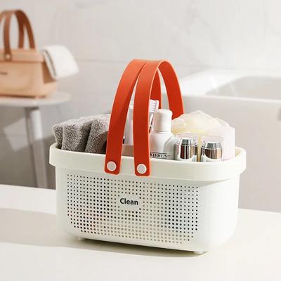 Portable Shower Basket with Handle Large Capacity Plastic Sundries Items Storage Organizer Drain Basket Bathroom Accessories