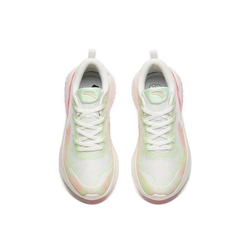Anta women low-top elastic cushioned running shoes white-green-pink 122145556S-6