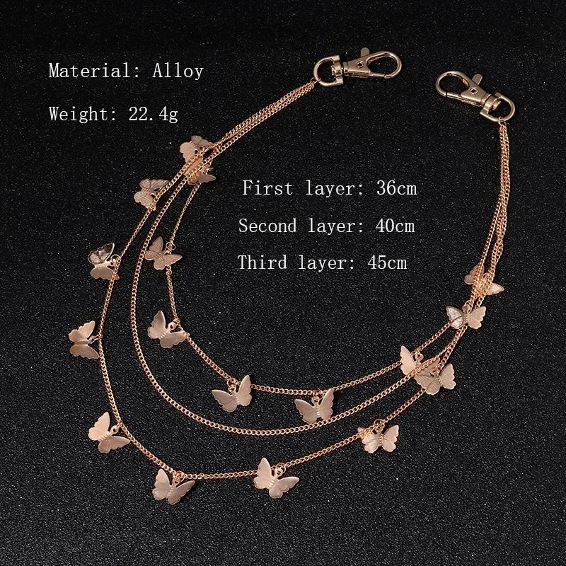 Sommerkleid Accessoires Punk Street Mehrschichtige Schmetterling HipHop Haken Gürtel Taillenkette Hosenkette Mode Kleidung Dekor Geschenke
