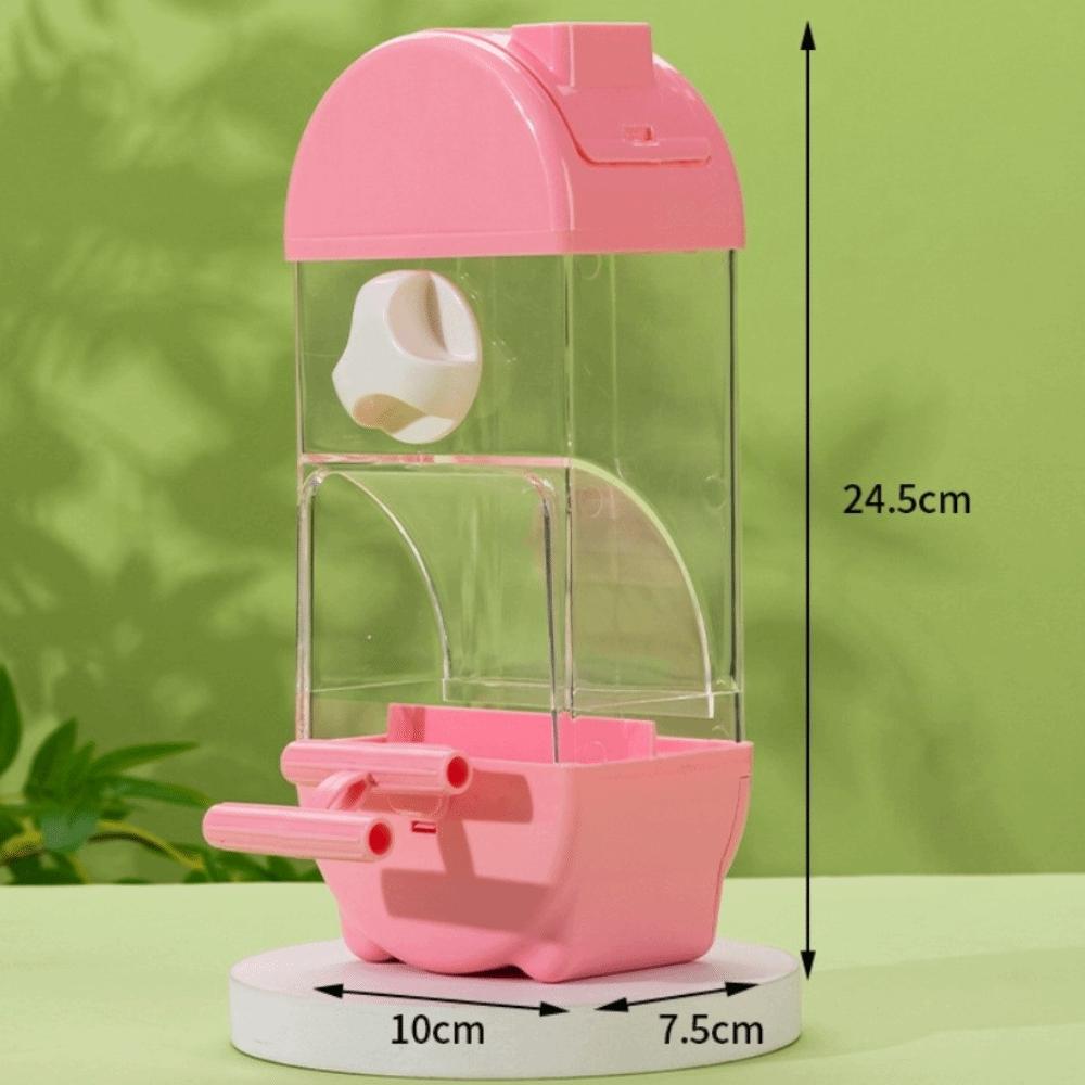 Hanging Automatic Bird Feeder Transparent Bird Feeding Bowl New Parrot Feeder  Cage Use розовый