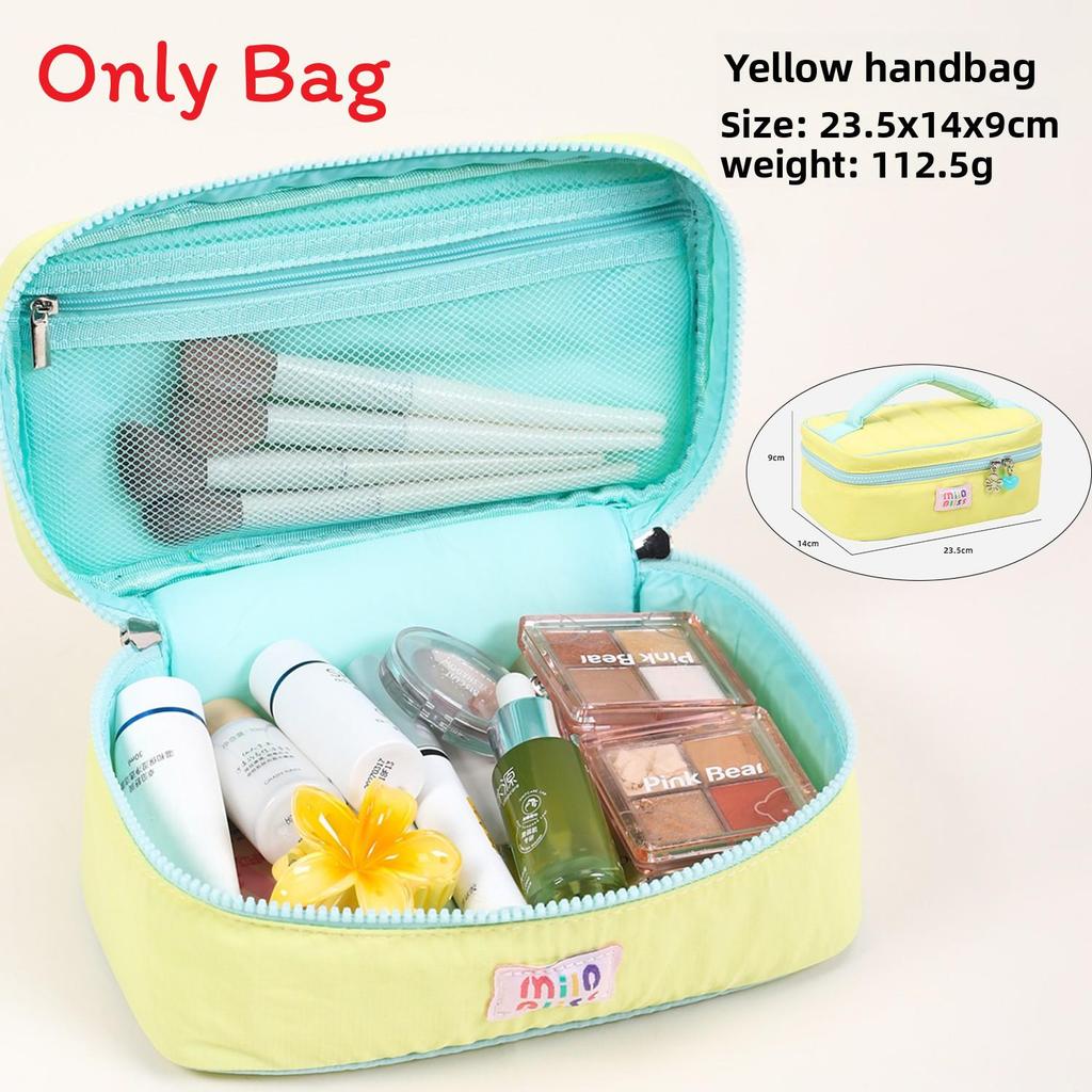 Summer Dopamine Macaron Colorblock Makeup Bag For Travel And Storage