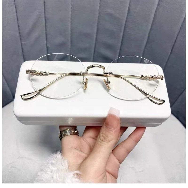2PCS Frameless Plain Face Glasses for Female Instagram Style Small Face Anti Blue Light Glasses