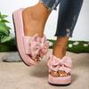 Spring and Summer New Women's Shoes Platform Bow Leopard Print Slipper Women