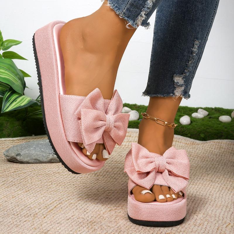 Spring and Summer New Women's Shoes Platform Bow Leopard Print Slipper Women