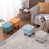 Solid Wood Footstool: Creative Tech Fabric, Multi-Use Coffee Table or Sofa Stool for Living Room