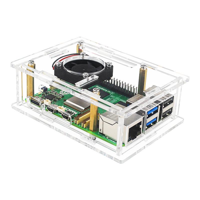 Raspberry Pi 5 Acrylic Case with Cooling Fan