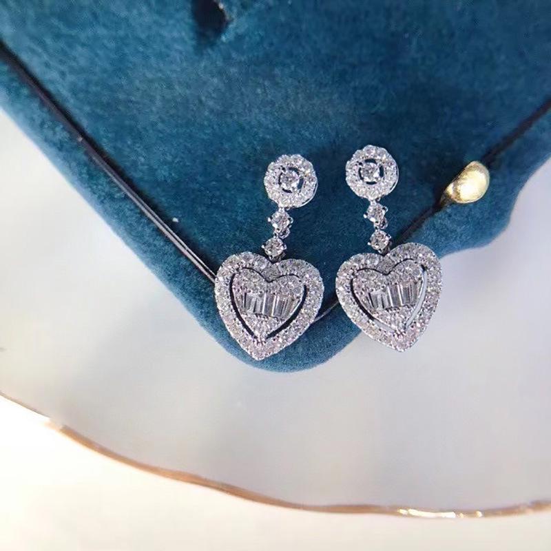 925 Sterling Silver Heart Stud Earrings with Zirconia - Women s Simple Summer Accessory