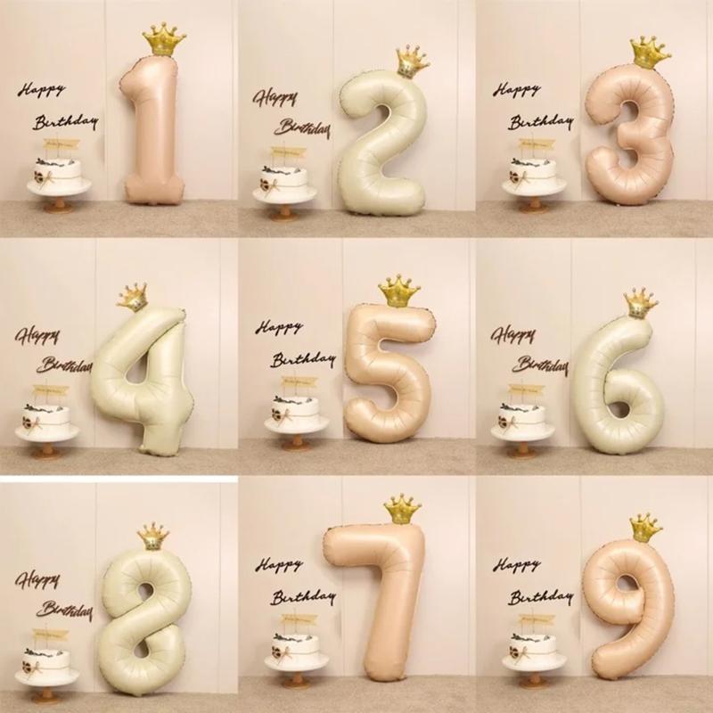 1/3/10Pcs Holiday Party Decorations, Baby Birthday Decorations, 32-Inch Individually Wrapped Caramel Cream Number Foil Balloons