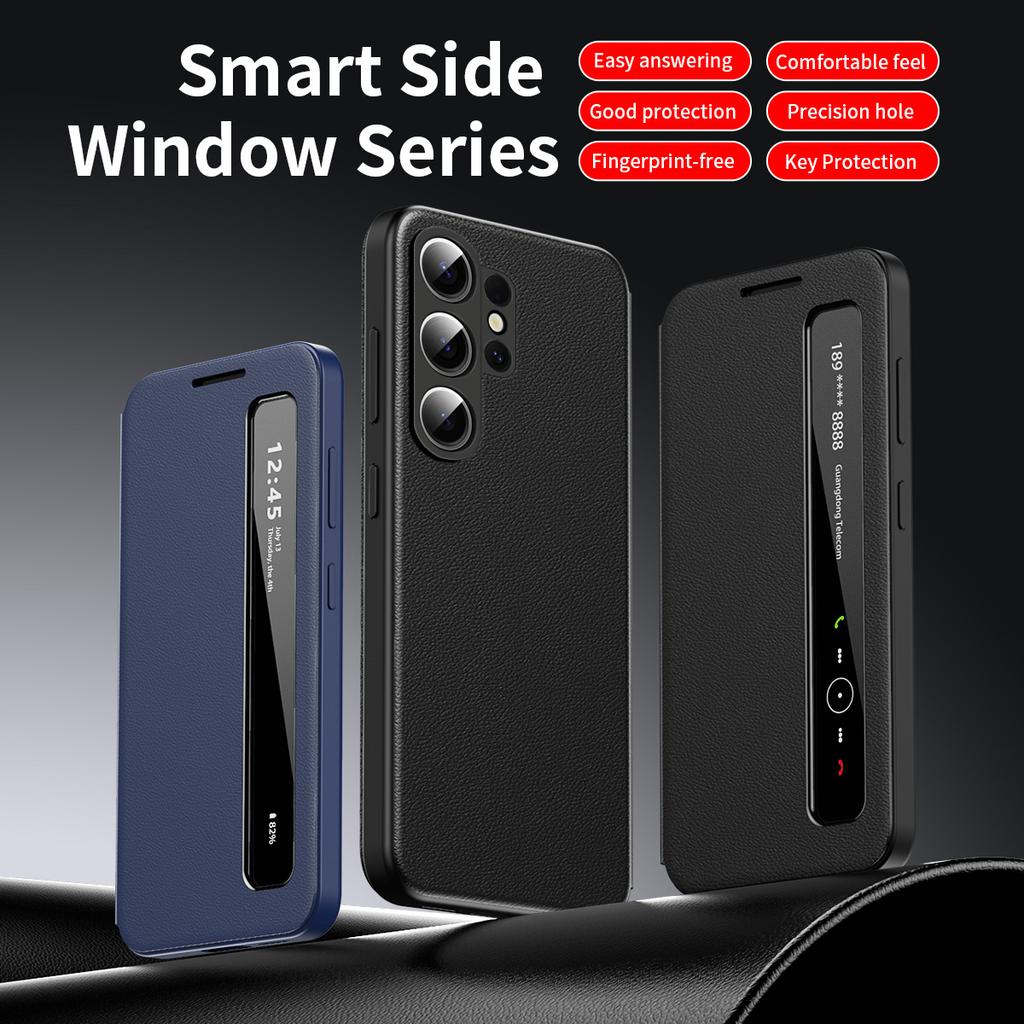 Official Business Leather Smart View Wallet Flip Case For Samsung Galaxy S26 Ultra S25 edge S24 Plus S23 FE Z Fold 7 6 5 4 3 Anti-fall Protect Cover