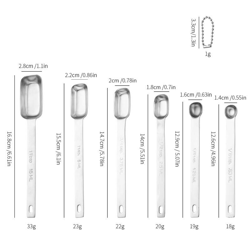 6Pcs/Set Stainless Steel Measuring Spoon Sets,Measuring Cup With Scale Ruler Egg Beater Spoon Kitchen Baking Measuring Tool