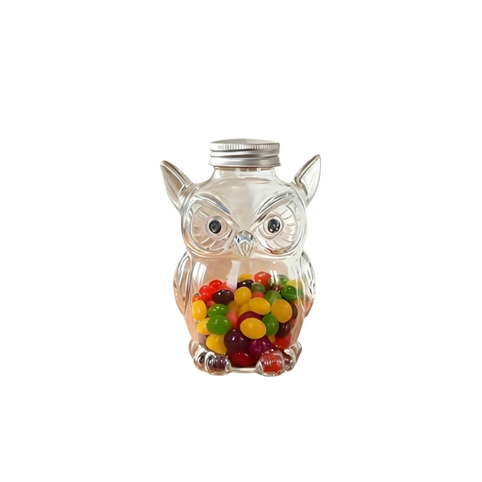 

Glass Storage Jar in Owl Shape with Metal Screw Lid Candy Container for Kitchen Pantry Bathroom Organization and Decorative Use One Size