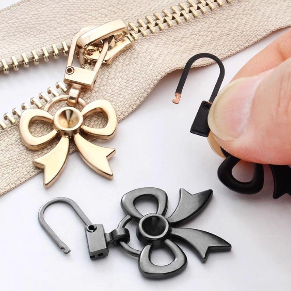 10pcs Detachable Metal Zipper Butterfly Bow Zipper Slide Replacement Zipper Head Replacement Kits