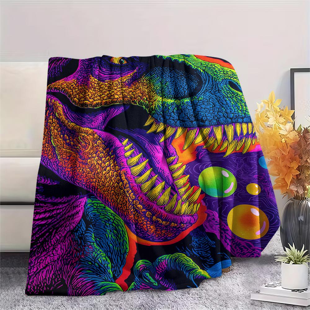 dinosaur Print Flannel Blanket, High quality Comfortable for All Seasons, Home Decor, Warmth and Comfort, Perfect for Christmas Gifts