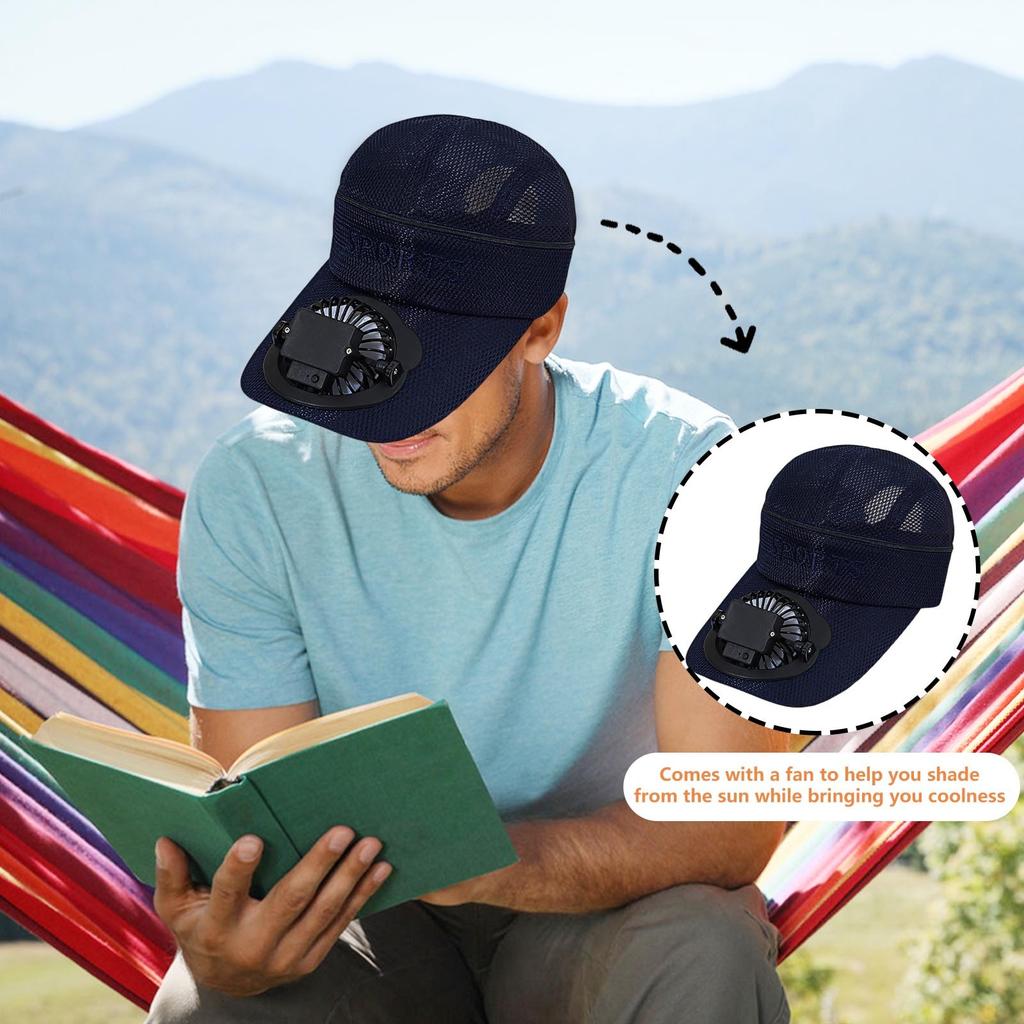 Summer Rechargeable Fan Hat With Strong Wind And Adjustable Sun For Adults With Sunshade And Empty Top Cap For Leisure Travel