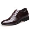 Men's Formal Leather Shoes Have an Inner Height Increase of 6cm, Trendy Men's Lace-up Business Formal Patent Leather Hollow Leather Sandals Hole Men