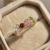 925 Sterling Silver Cubic Zirconia Women Rings for Wedding Party Luxury Gold Color Bright Female Rings Party Trendy Jewelry