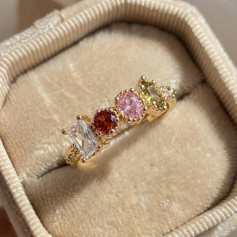 925 Sterling Silver Cubic Zirconia Women Rings for Wedding Party Luxury Gold Color Bright Female Rings Party Trendy Jewelry