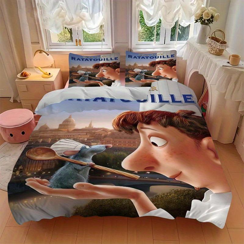 3-teiliges Ratatouille Filmplakat Design Steppdecken-Set Weich und Bequem Schlafzimmer-, Gästezimmer- und Wohnheim-Dekoration Bettwäsche-Set D063
