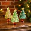 Seasonal Home Festive Ornament Glazed Christmas Tree Figurine, Colorful Miniature Xmas Decor, Handcrafted Exquisite Gift for Colleagues Glass