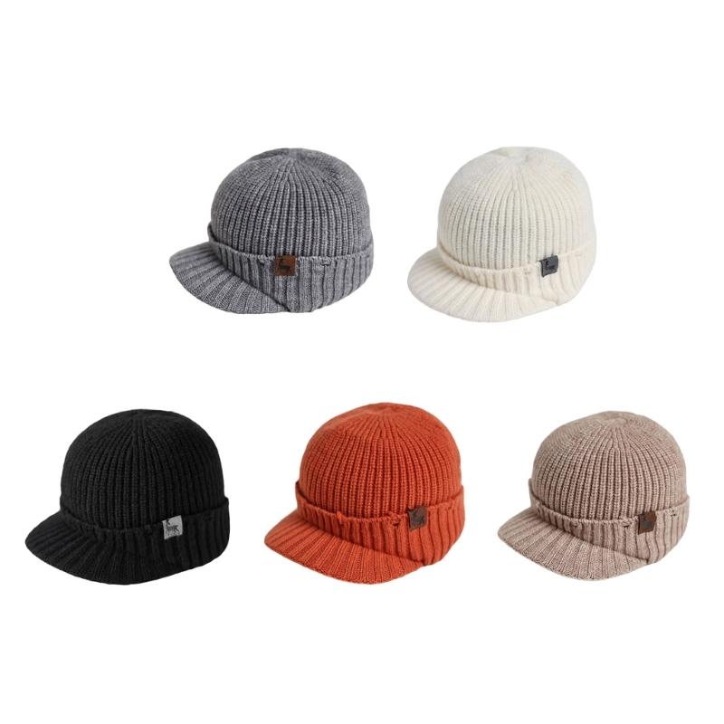 Ribbed Knit Equestrian Cap Fleece Lining Unisex Style Perfect For Daily Commute And Sports