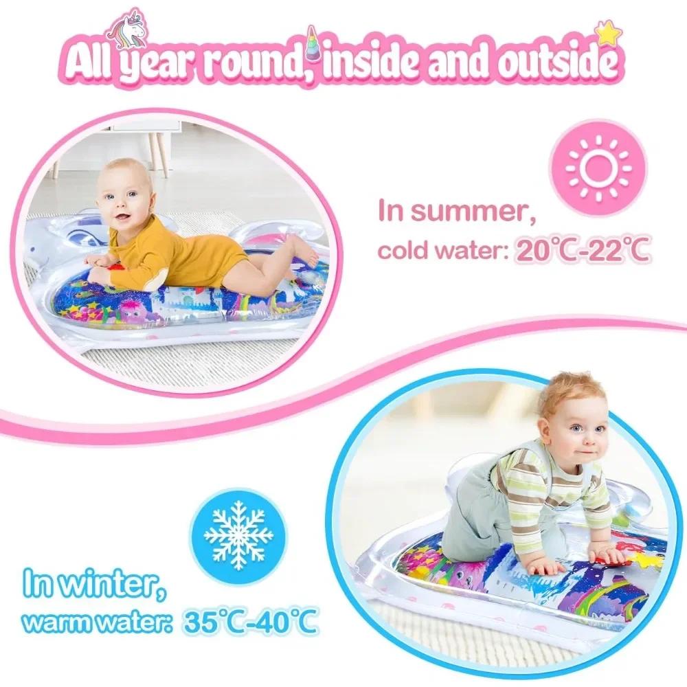 Unicorn Tummy Time Water Mats for Baby Inflatable Water Play Mats Development Indoor Toys for Infants Newborn Toddlers