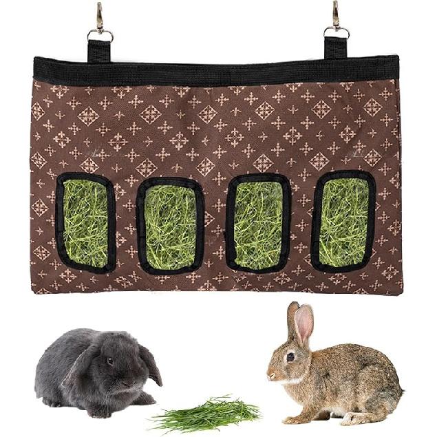 Rabbit Hay Feeder Bag, Large Capacity Rabbit Hay Bag Small Animal Hanging Hay Bag 600D Oxford Cloth Bunny Hay Feeder Bag for Rabbits Guinea Pigs