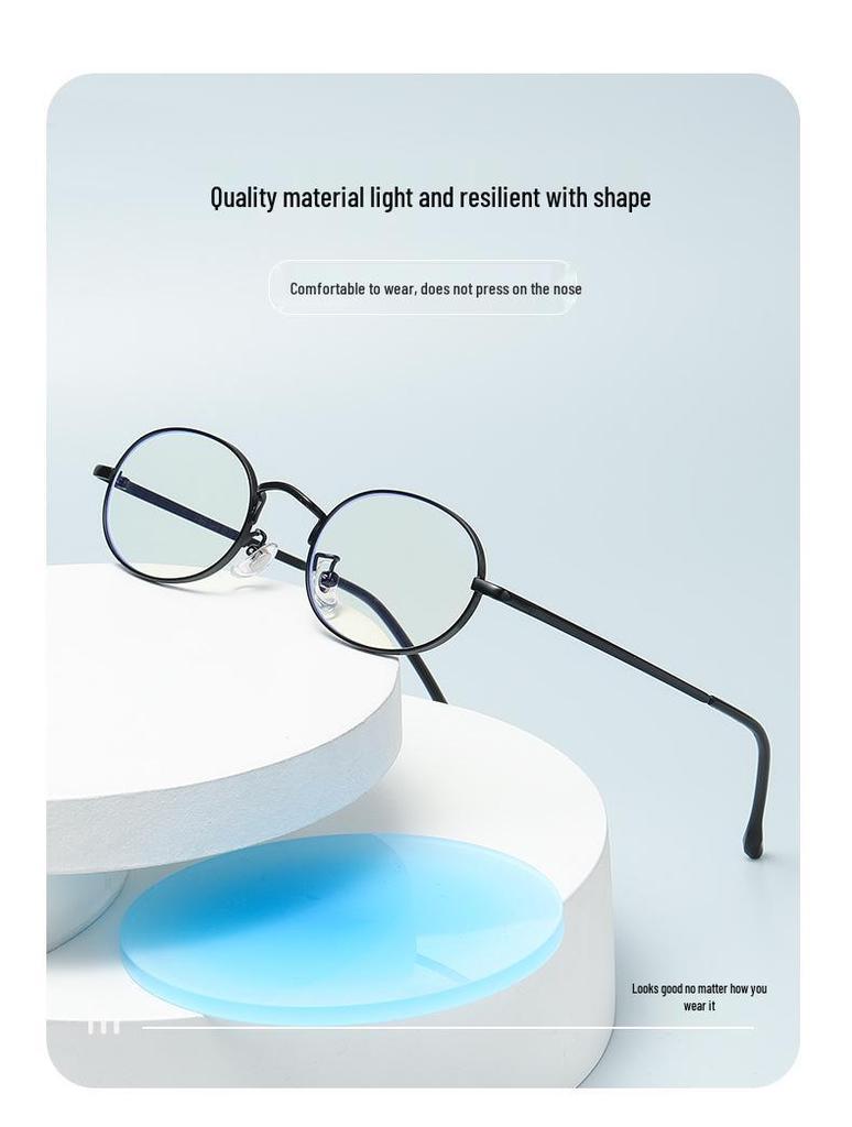 Small Oval Myopia Glasses: Anti-Blue Light, Lightweight, Retro Style for Small Faces and Women