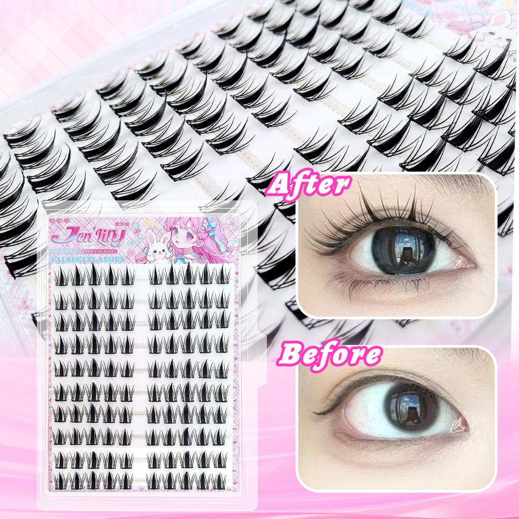 100PCS Little Rabbit Glue-Free False Eyelashes Easy to Apply Suitable for Beginners Reusable Soft & Comfortable for Daily Makeup