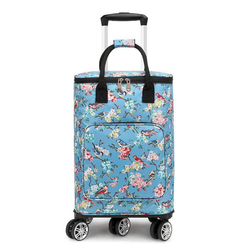 Portable Small Trolley Cart with Universal Wheels and Insulated Shopping Bag