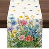 Waterverf Wilde Bloemen Linnen Tafel Runner Feestdecoratie Lente Blauw Roze Bloemen Keuken Eettafel Runners Bruiloft Decoraties