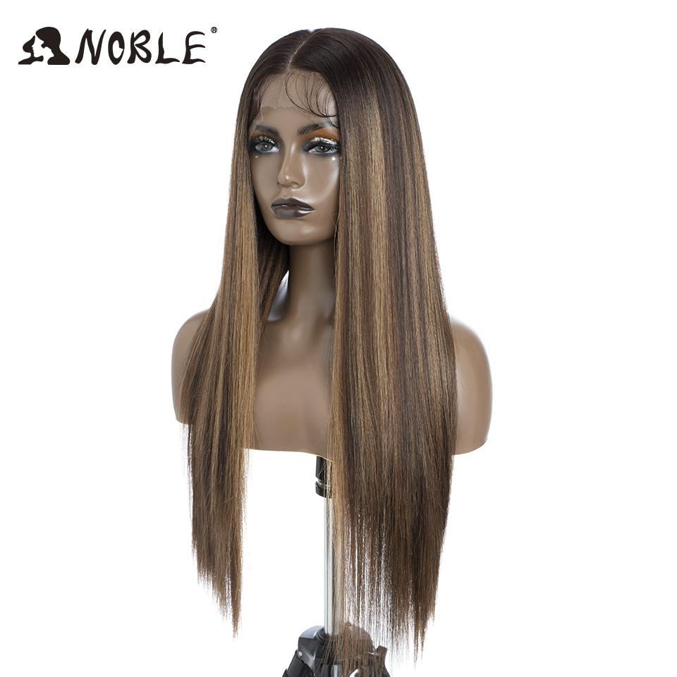 Noble Synthetic Lace Front Wig 30Inch 13X7 Straight Lace Wig Blonde Ombre Glueless Wigs For Women Cosplay Lace Wig Synthetic