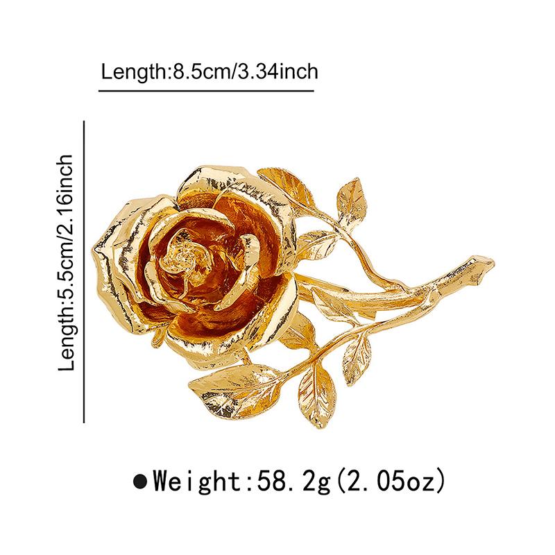 Vintage Přehnaná Kovová Růže Květina Velká Brož Pro Ženy Evropa A Amerika Osobnost Párty Šperky Doplňky